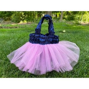 Flower Girl Bag, Graduation Party Tote, Ballet Tutu Tote, Navy Blue Pink Tote